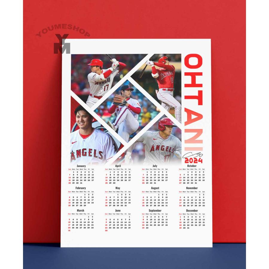 2024年 カレンダー【 MLB ロサンゼルス・エンゼルス 大谷翔平 】写真