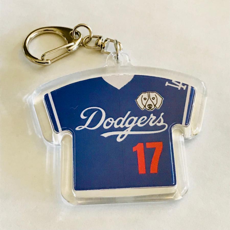 【非売品】大谷翔平　ドジャース　サインプリントユニフォームキーホルダー 非売品】大谷翔平 ドジャース サインプリントユニフォーム