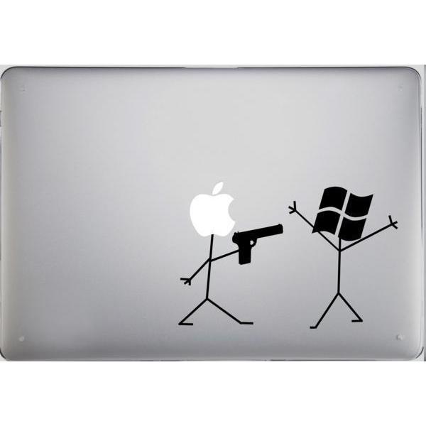 Apple MacBook マックブック ステッカー【Apple vs Windows】黒