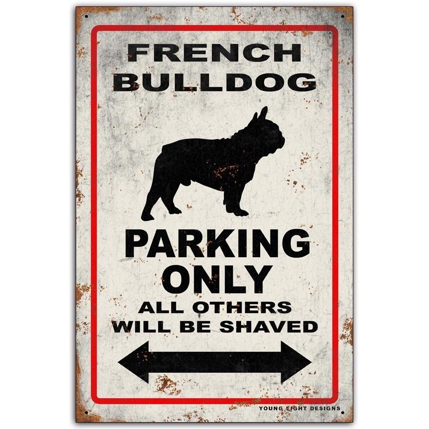 3枚 雑貨【 French Bulldog/フレンチ・ブルドッグ】ブリキ看板 雑貨【French Bulldog/フレンチブルドッグ】ドッグパーキング/メタル