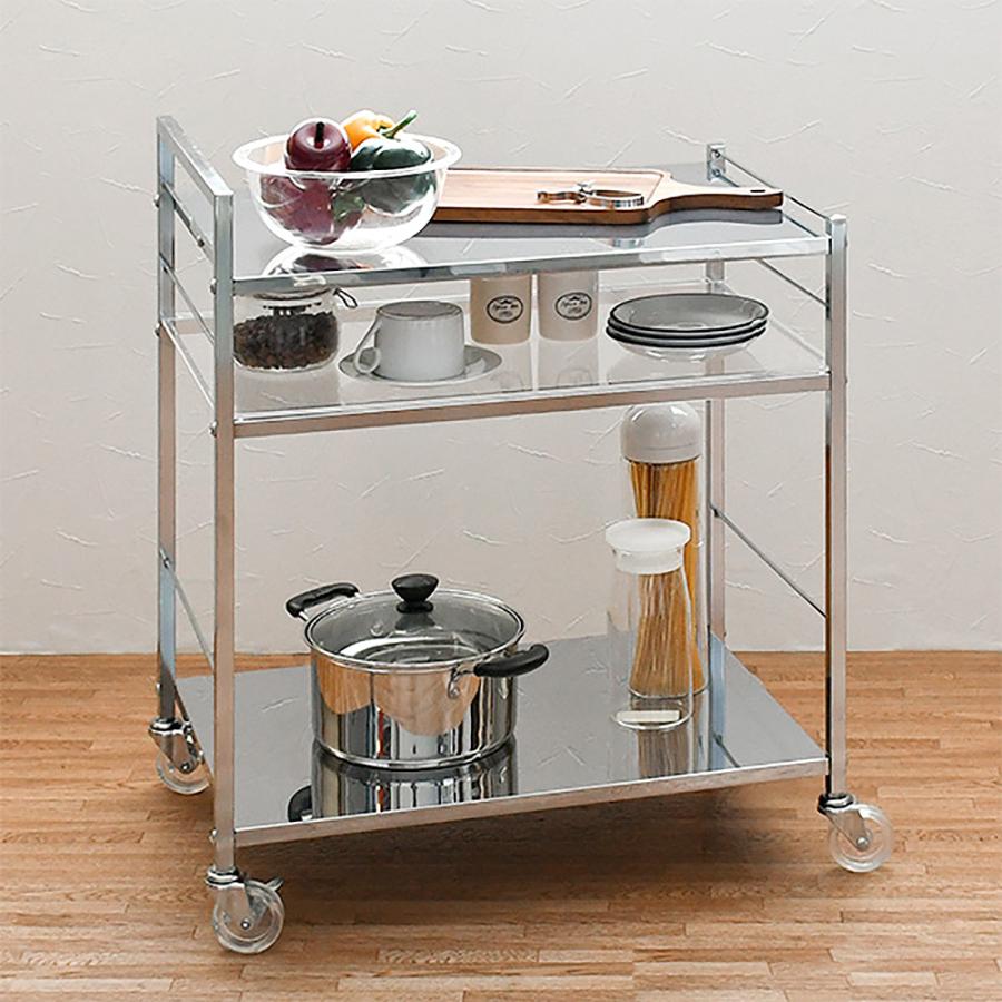 キッチンワゴン ステンレス棚 P8倍 ステンレス天板キッチンワゴン（大）日本製 キャスター 調理台