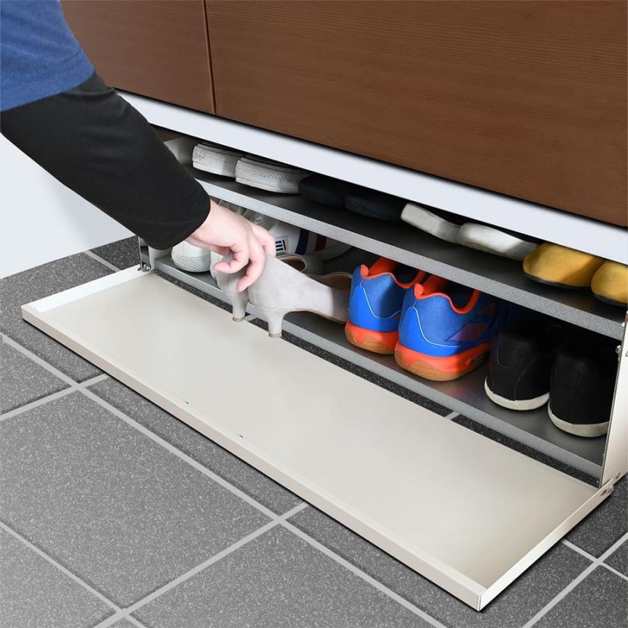 P8倍 下駄箱下シューズワゴン 幅80 (ブラウン) | 2325BR 足立製作所 日本製の画像