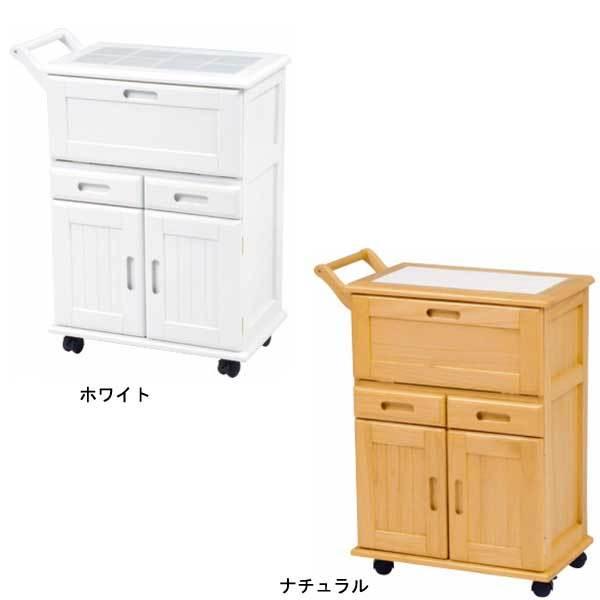 幅59cm キッチンワゴン タイル張り天板 キャスター付 | キッチン収納 収納 収納棚 食器棚 食器収納 収納家具 レンジ台 レンジラック レンジボの画像