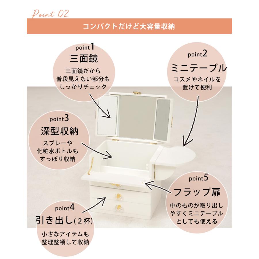 コスメボックス | 鏡付き 大容量 メイクボックス 持ち運び ドレッサー