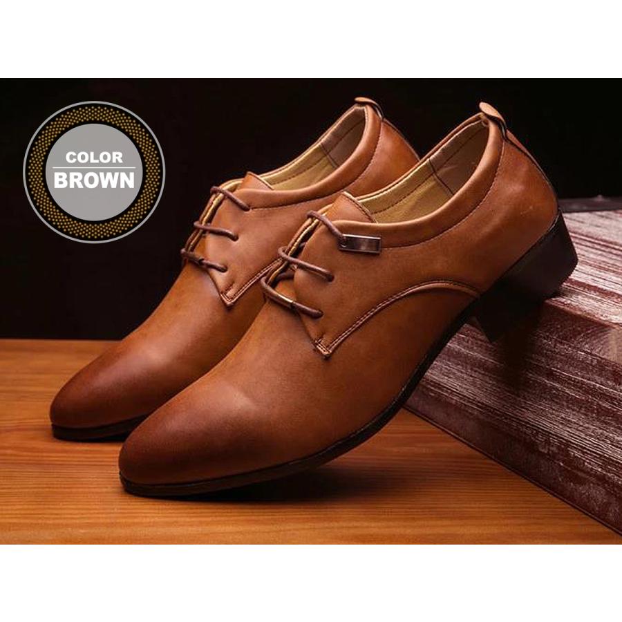 靴 紳士靴 ビジネスシューズ メンズシューズ 茶 ブラウン 革靴 PUレザー 激安｜co-essence-shop｜02