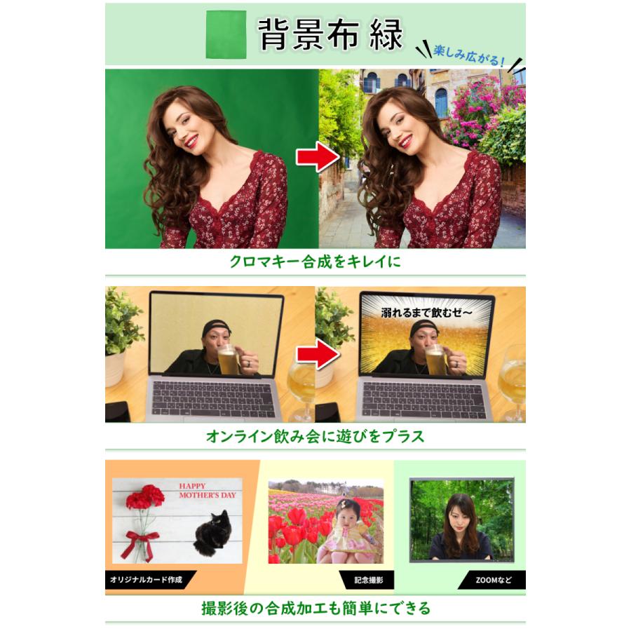 背景布 市場初 緑 白リバーシブル グリーンバック 撮影 Zoom クロマキー合成 透けない リモートワーク 幅1 5ｍ 高さ2ｍ 2pr7zz0 1a Co Goods販売店 通販 Yahoo ショッピング