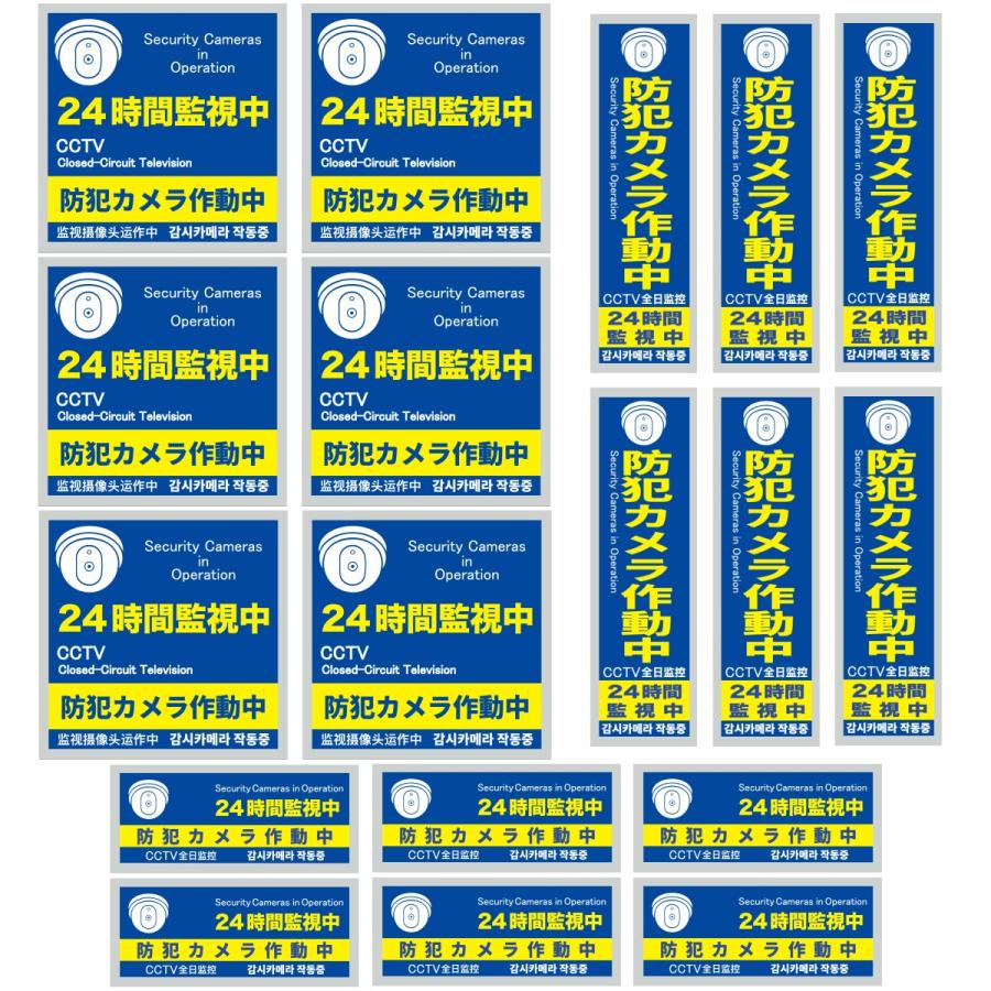 定番 防犯ステッカー 防犯シール ドーム型 大量 通常版６セット お得 計１８枚 青 セキュリティーステッカー 防犯カメラステッカー 防水 耐光