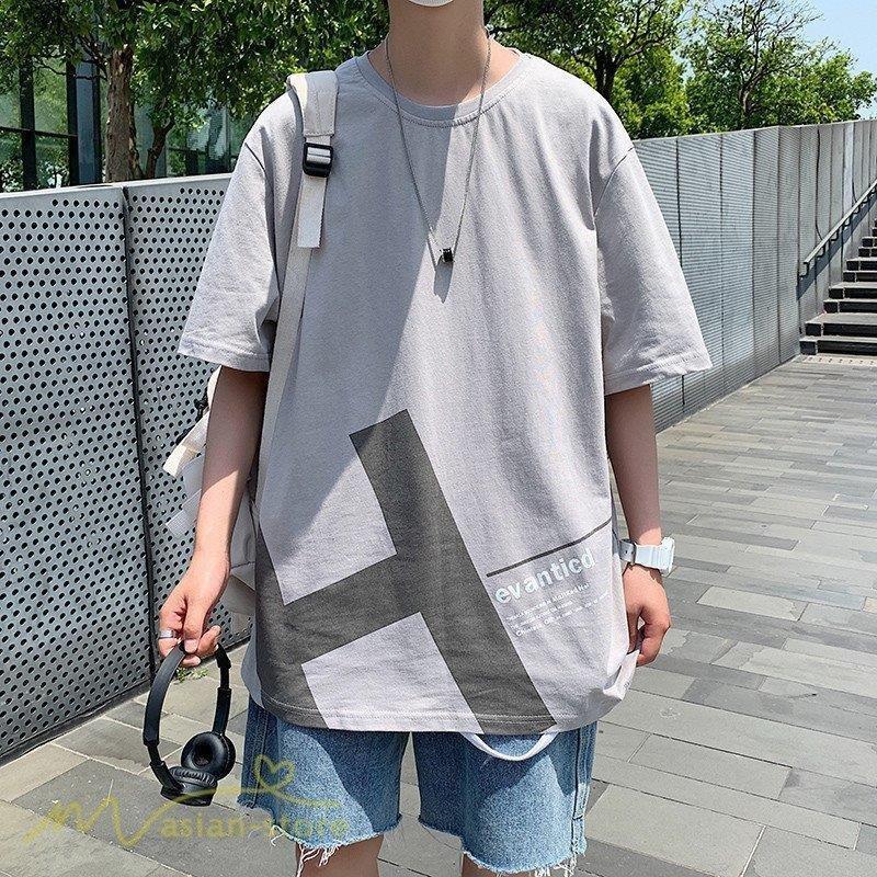 ワイドtシャツ ゆったり メンズ カットソー 半袖 5分袖 ゆるtシャツ カジュアルtシャツ トップス Tシャツ Tシャツ 大きいサイズ プリント 着痩せ 日常 おしゃれ 本店は