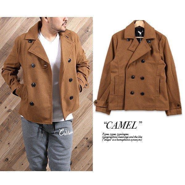 Pコート メンズ ピーコート ウール メルトン アウター スリム ウールコート ダブルボタン 秋 冬 カジュアル モード トレンド 国内正規品