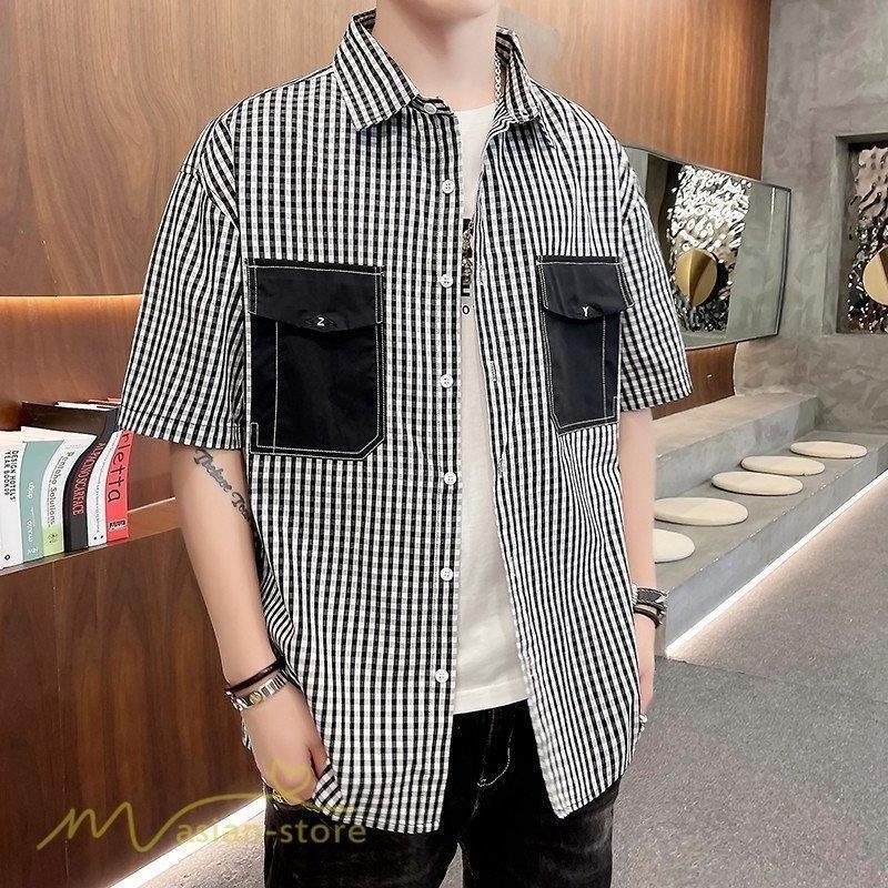 メンズファッション シルバー レッド シャツ トップス メンズ チェック柄 韓国風 ポケット カジュアルシャツ 春夏 コーデ 代 30代 40代 大きいサイズ Xxl 夏服 半袖シャツ 通勤通学 お出かけ 上品 Pdelcq6skz Www Ludlowbar Com Au