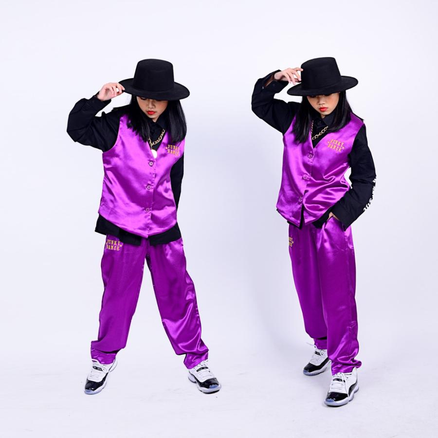 ロックダンス衣装 キッズダンス 子供 Jazz Dance スーツ ベスト スラックス 白 黒 パープル 19xwt123 コーティーヤ 通販 Yahoo ショッピング