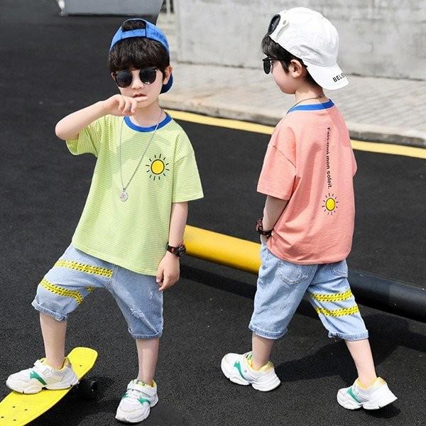 子供服 セットアップ キッズ 男の子 夏 上下セット Tシャツ 半袖 デニムパンツ 半ズボン スポーツウェア ジャージ キッズ おしゃれ 可愛い カジュアル 新品 150 et52 コーティーヤ 通販 Yahoo ショッピング