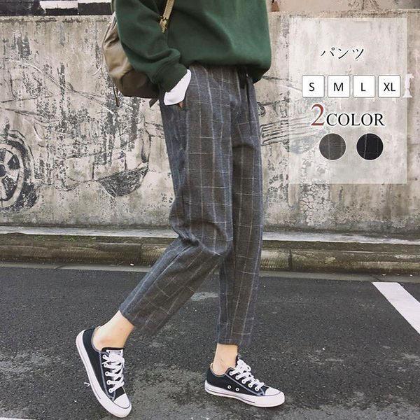 テーパードパンツレディース九分丈パンツグレンチェック美脚ボトムスストレッチテーパードレギンスパンツチェックジョガーパンツイージーパンツ Sale 37 Off