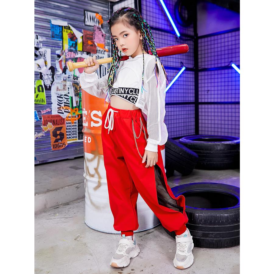 キッズ ダンス衣装 セットアップ ヒップホップ Hiphop 長袖 白 赤 トップス ズボン 女の子 チア ガールズ 子供服 ステージ衣装 練習着 体操服 ssbn10 コーティーヤ 通販 Yahoo ショッピング