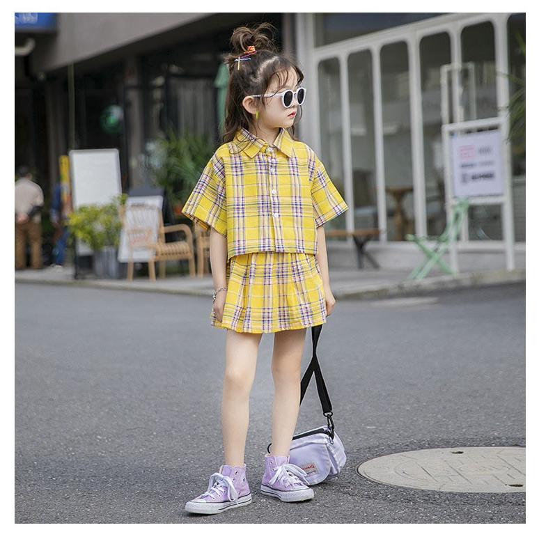 子供服 セットアップ 夏 韓国子供服 女の子 ジュニア キッズ 上下セット 2点セット 半袖 Tシャツ ミニスカート チェック柄 可愛い おしゃれ 通学着 通園着 xp12 コーティーヤ 通販 Yahoo ショッピング
