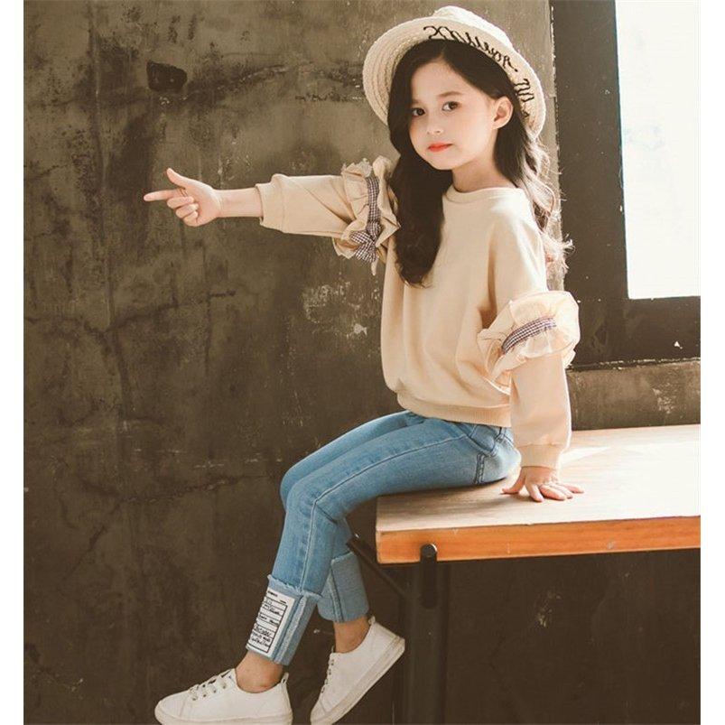 子供服 セットアップ 女の子 長袖 春秋 秋着 上下セット 韓国子供服 キッズ ジュニア Tシャツ デニムパンツ 長ズボン 可愛い おしゃれ 小学生 通学着 新品 xp32 コーティーヤ 通販 Yahoo ショッピング