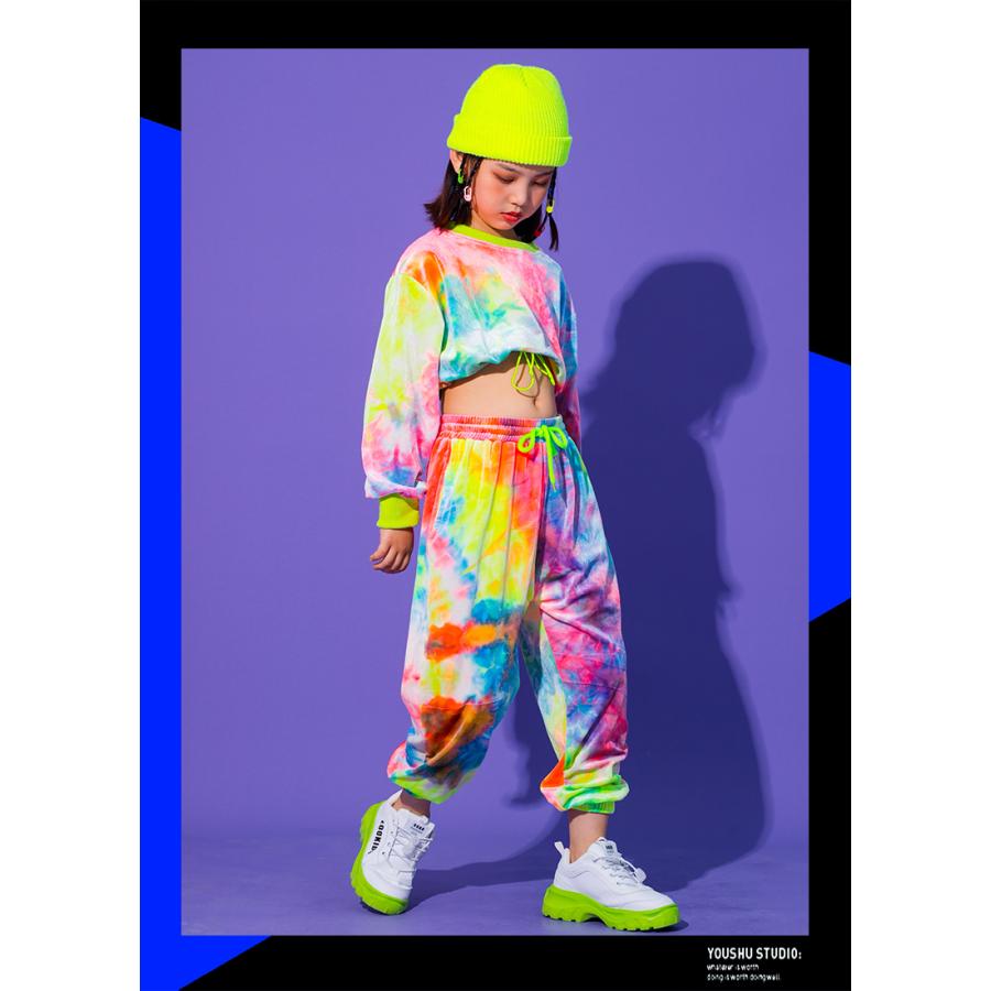 キッズ ダンス衣装 セットアップ ヒップホップ 子供 Hiphop トップス パンツ 長ズボン 長袖 虹柄 へそ出し 女の子 ジャズダンス 練習着 発表会 チアガール yxtz0 コーティーヤ 通販 Yahoo ショッピング