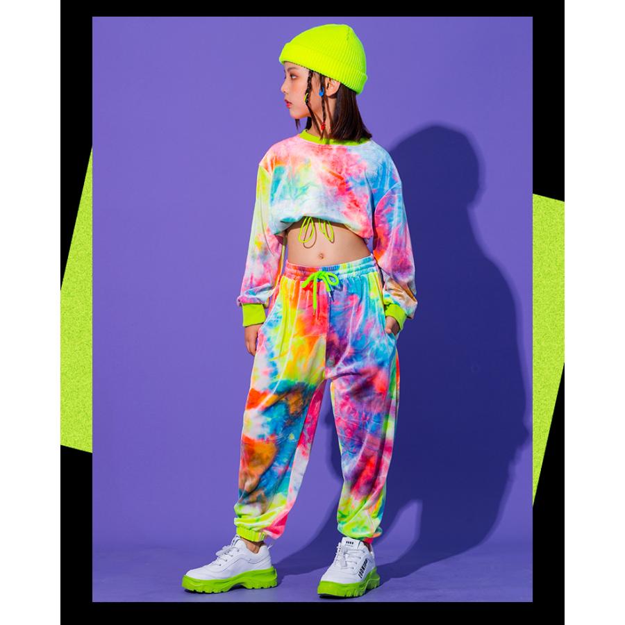 キッズ ダンス衣装 セットアップ ヒップホップ 子供 Hiphop トップス パンツ 長ズボン 長袖 虹柄 へそ出し 女の子 ジャズダンス 練習着 発表会 チアガール yxtz0 コーティーヤ 通販 Yahoo ショッピング