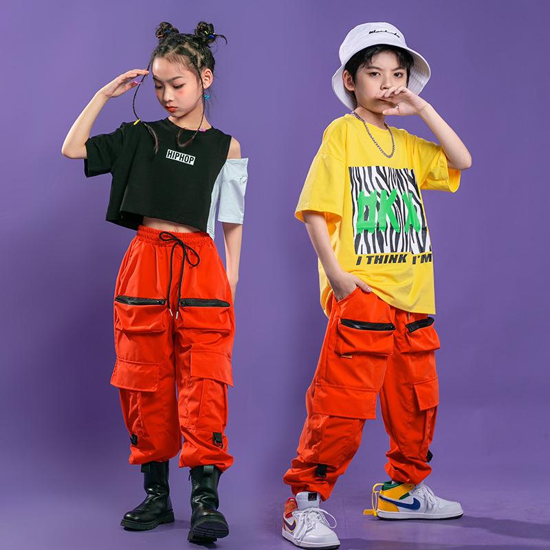 韓国子供服 キッズダンス衣装 ステージ衣装 Hiphop ヒップホップ 応援団 Jazz 初回限定 練習着 男の子 ダンスウェア Tシャツ 上下2点セット 男女兼用 団体服 女の子