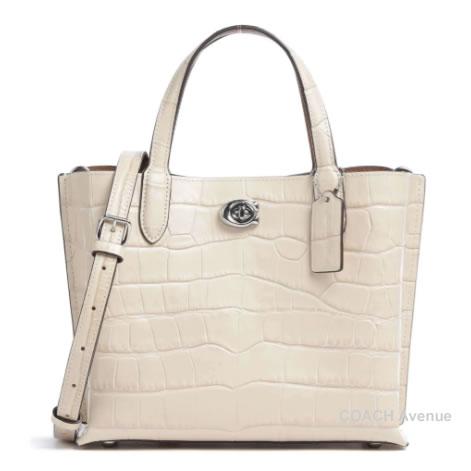 コーチ COACH C8632 エンボスド クロコダイル ウィロウ トート アイボリー ベージュ  斜め掛け クロスボディー ショルダー 送料無料