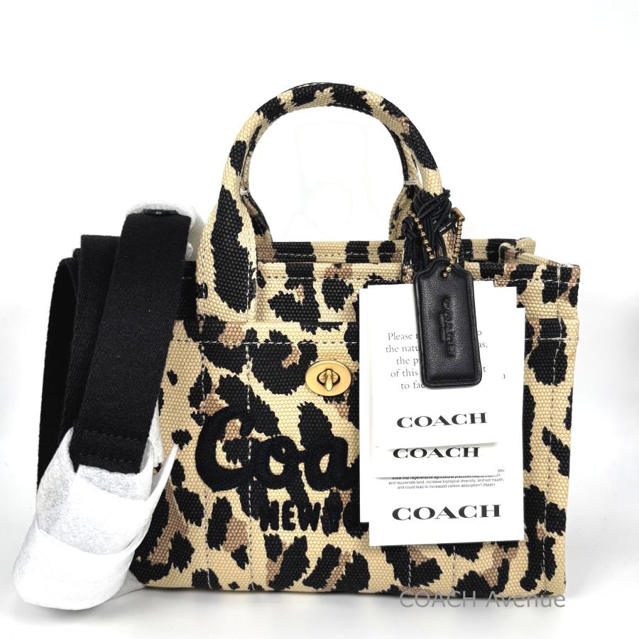COACH レオパード柄 ブラックレザー ハンドバッグ コーチヒョウ柄ハンドバッグ
