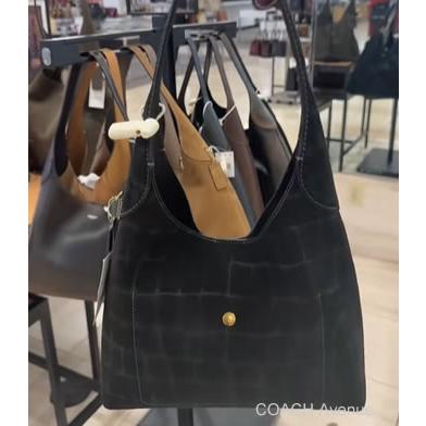 COACH スウィンガー 20 ブラック クロコダイル エンボスド レザーポーチ COACH スウィンガー 20 ブラック クロコダイル エンボスド レザー