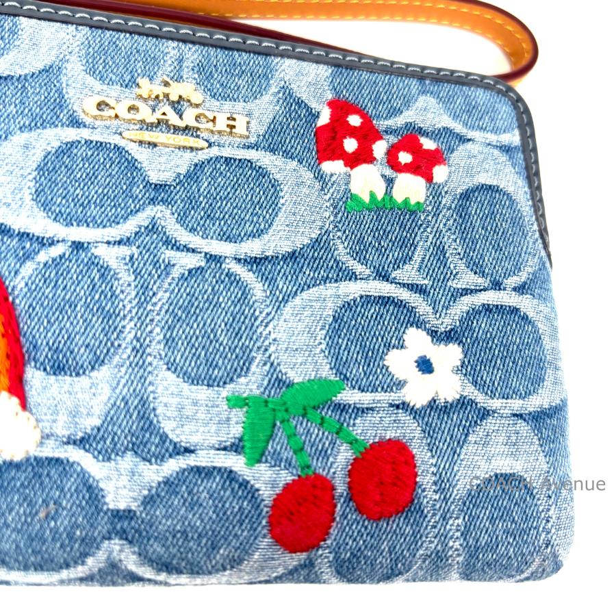 完売アイテム COACH CDF35 コーナージップ リストレット シグネチャー デニム ポーチ 送料無料 日本未入荷 アウトレット_4