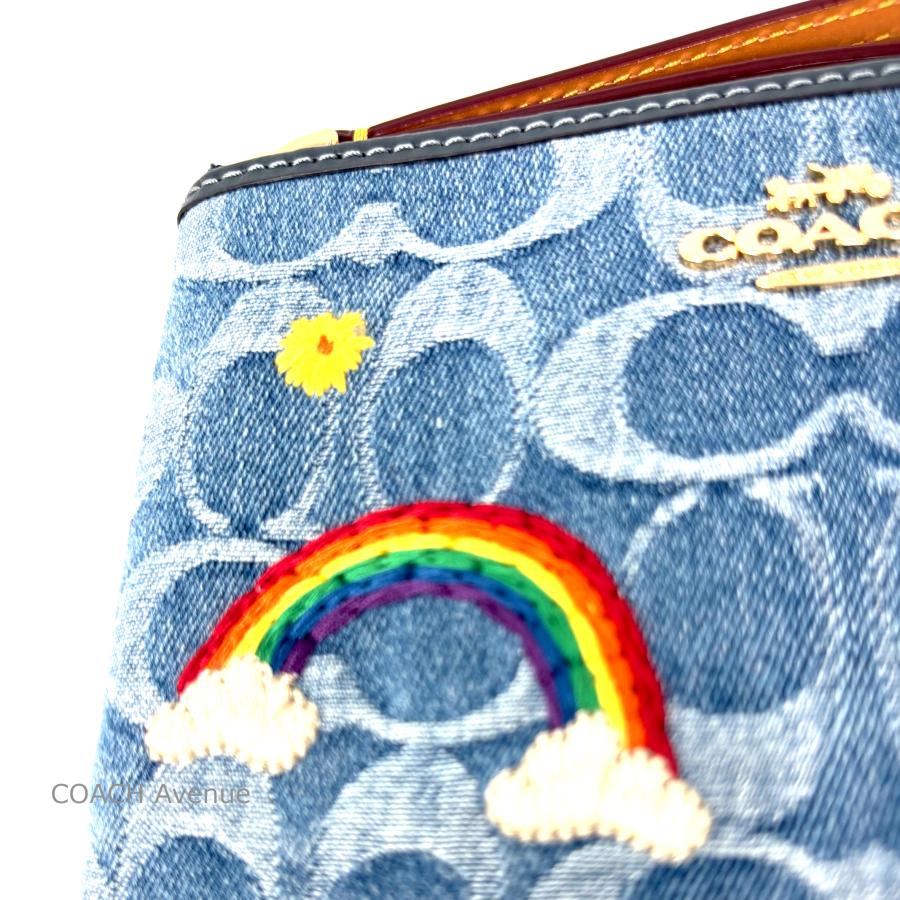 完売アイテム COACH CDF35 コーナージップ リストレット シグネチャー デニム ポーチ 送料無料 日本未入荷 アウトレット_5