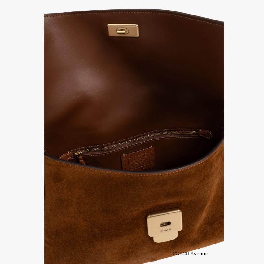 コーチ COACH CDS59 チェルシー スエード ショルダー バッグ 30 ウォーム ブラウン 茶色 肩がけ 正規店商品 送料無料の画像