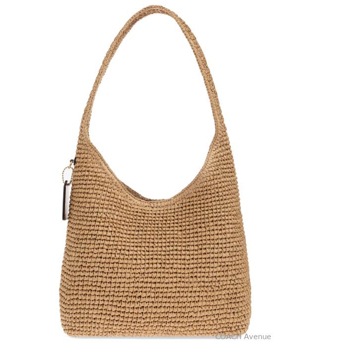 コーチ COACH CDU75 かごバッグ ストロー ブルックリン ショルダー バッグ 28 ナチュラル ベージュ正規店商品 送料無料 2026年新作の画像