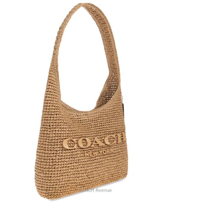 コーチ COACH CDU75 かごバッグ ストロー ブルックリン ショルダー バッグ 28 ナチュラル ベージュ正規店商品 送料無料 2026年新作の画像