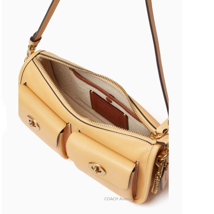 コーチ COACH CDZ20 ツイン ターンロック ウェイバリー バッグ バニラ イエロー 黄色 レザー 肩がけ ショルダー クロスボディ 斜め掛け 3way 正規店 送料無料の画像
