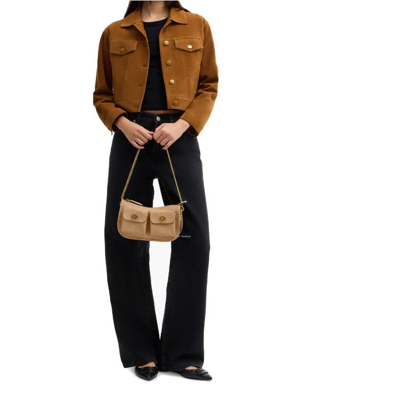 コーチ COACH CEA86 ツイン ターンロック スエード ウェイバリー バッグ ソウル ベージュ 肩がけ ショルダー クロスボディ 斜め掛け 3way 正規店 送料無料の画像