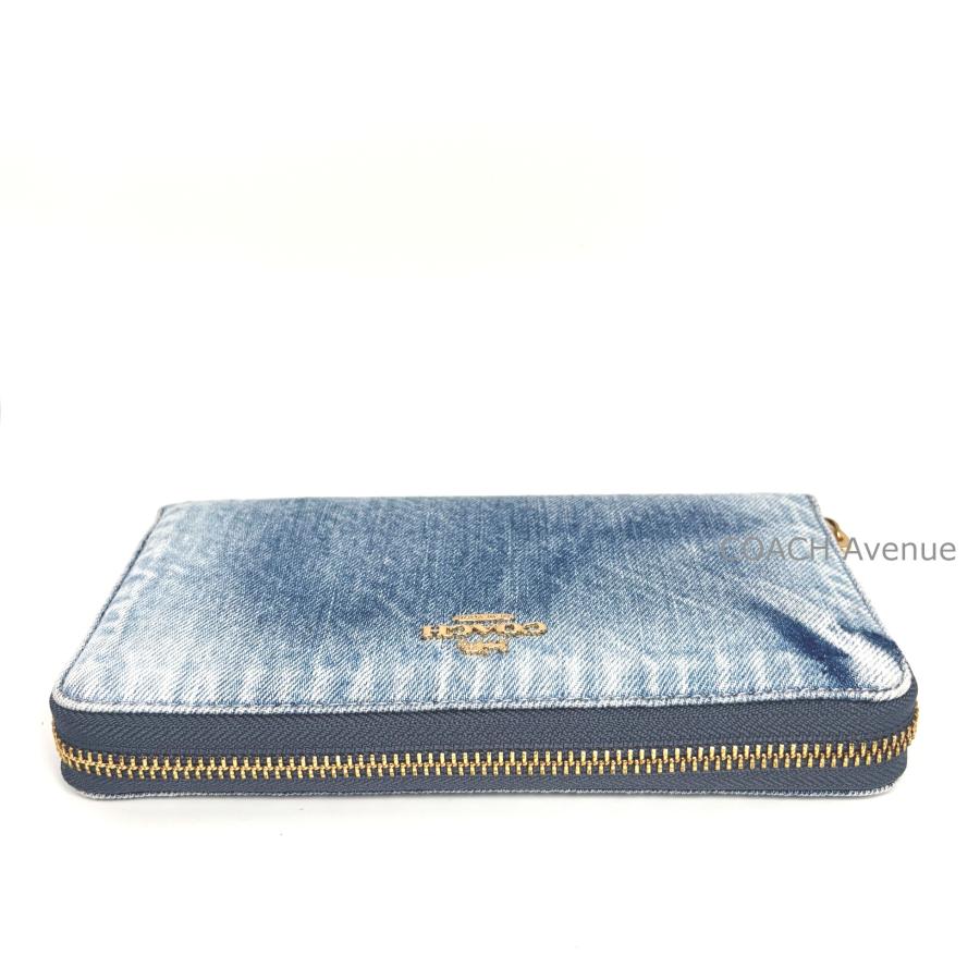 COACH 新型オールドコーチ ライトブルーレザー ラウンドファスナー長財布 ジッピーウォレット COACH - 新品 コーチ COACH 長財布(ラウンドファスナー) ラージ フォン