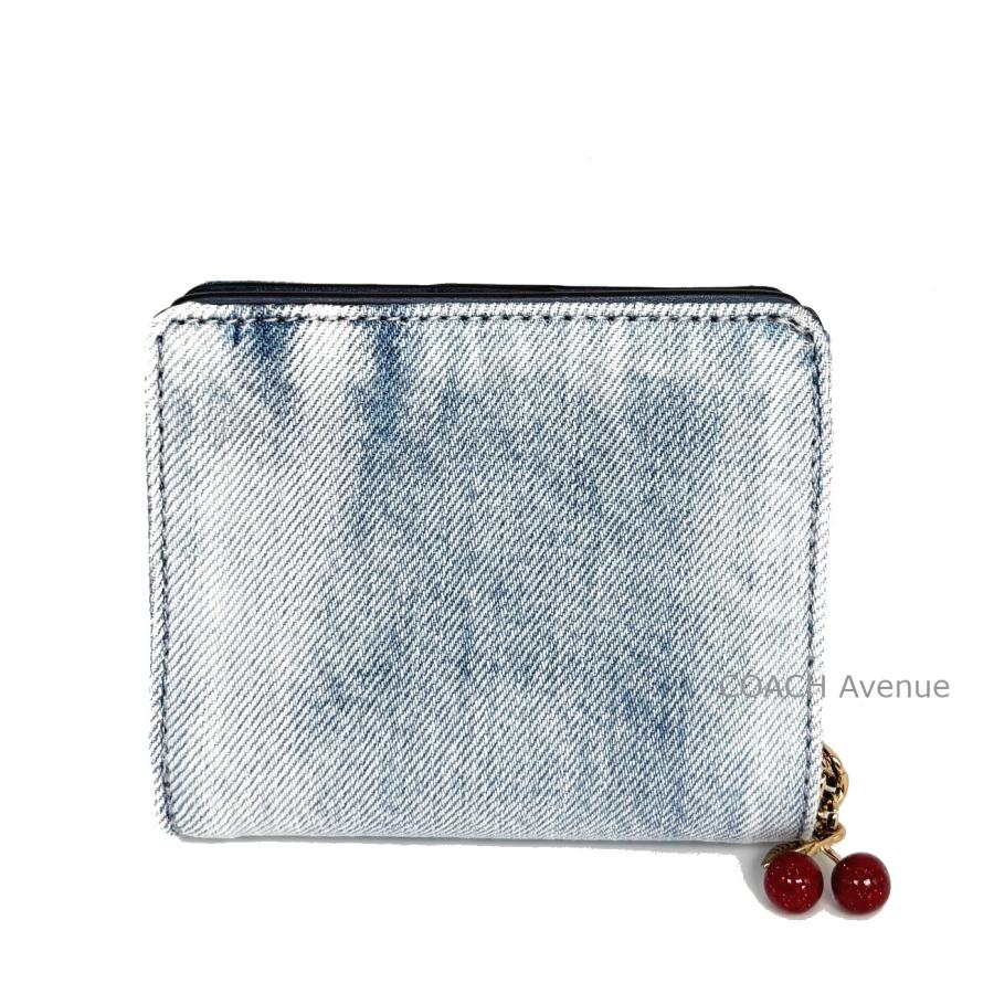 人気のデニムが可愛い コーチ COACH CEC35 スナップ ウォレット ラブド デニム チャーム スモール ウォレット アウトレット 折りたたみ財布 送料無料の画像