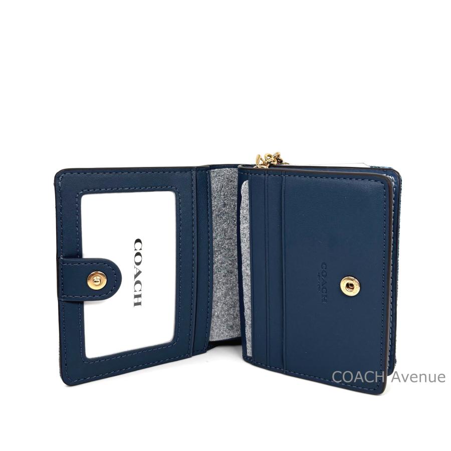 人気のデニムが可愛い コーチ COACH CEC35 スナップ ウォレット ラブド デニム チャーム スモール ウォレット アウトレット 折りたたみ財布 送料無料の画像