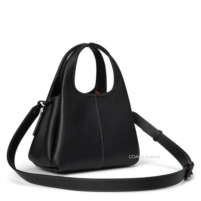 COACH CM545 ブラックレザー ハンドバッグ ZB0061 COACH Lana Shoulder Bag 23 Black CM545 Handbag Crossbody Diagonal