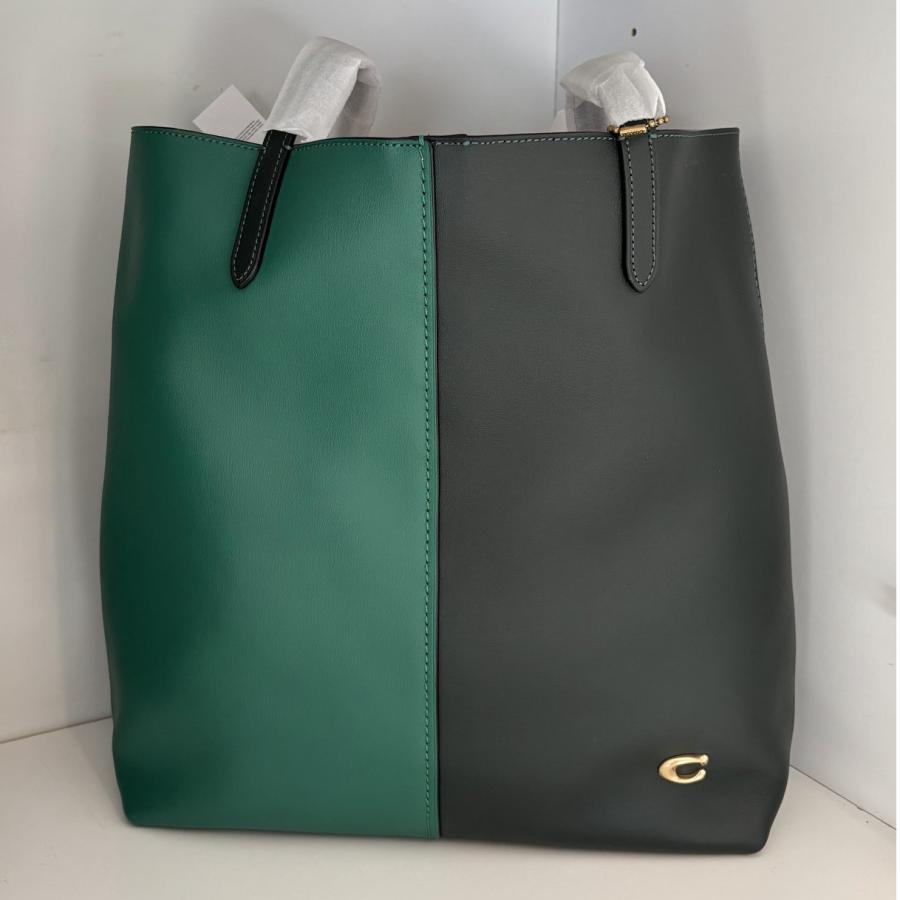 残りわずか コーチ COACH CN423 ノース トート カラーブロック レザー ショルダー グリーンマルチ 正規店商品 送料無料の画像