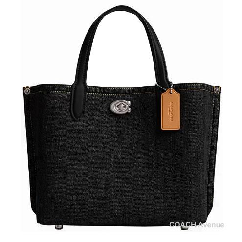 COACH コーチ CR708 ウィロウ ブラック デニム トート 24 COACH コーチ CR708 ウィロウ ブラック デニム トート 24