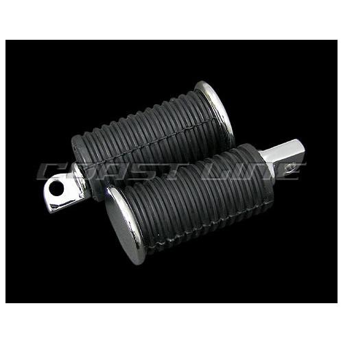 N002597 OEMタイプ クロームエンドラバーフットペグ ブラック ラージ