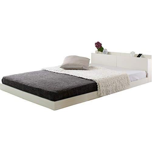 最高品質の ダブル ロータイプ ベッドフレーム フロアベッド ホワイト シン おしゃれ コンセント付 フレームのみ ダブル ベッドフレーム Acte Paris Org