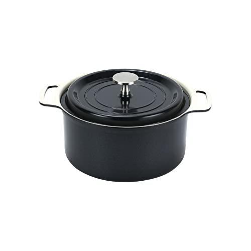 経典ブランド おしゃれ 時短 アルミ 軽い 軽量 無水調理 調理鍋 なべ 両手 Ih 無水鍋 鍋 ブラック 18cm 両手鍋 Ih対応 セラミック 無加水調理 ガス火 両手鍋