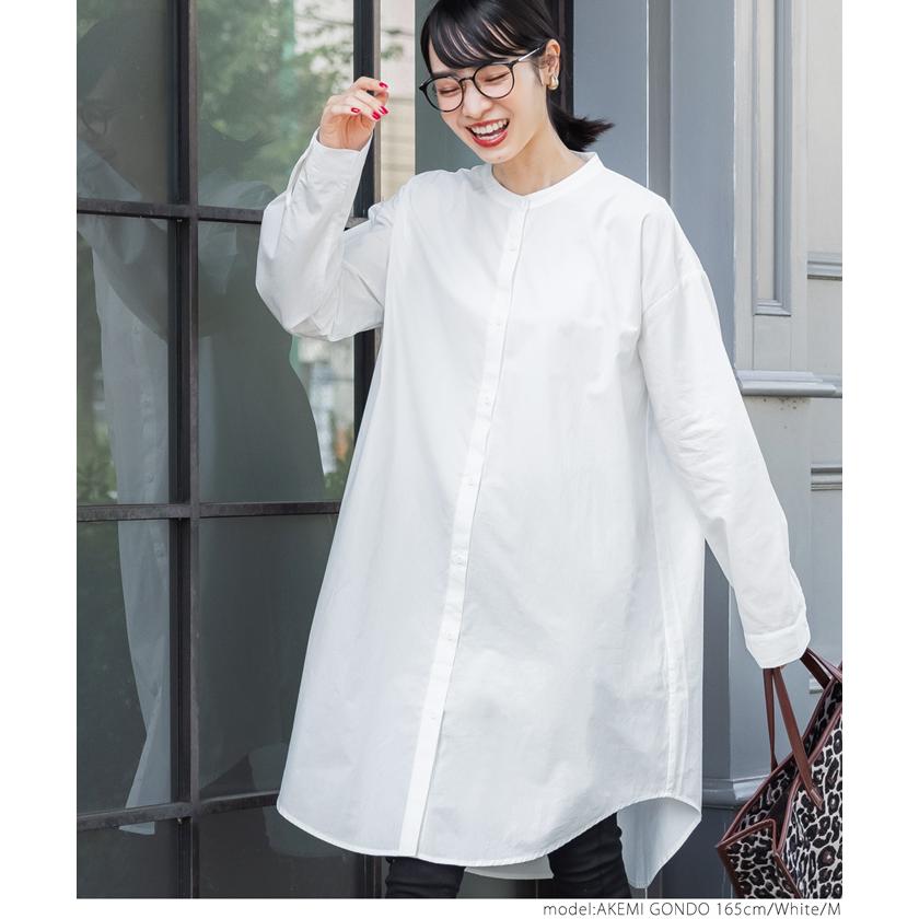 シャツワンピース レディース ロングシャツ 長袖 ロング丈 膝丈 白シャツ バンドカラー ノーカラー 綿100 コットン メール便不可 ss Coca コカ 01 34 Coca 通販 Yahoo ショッピング