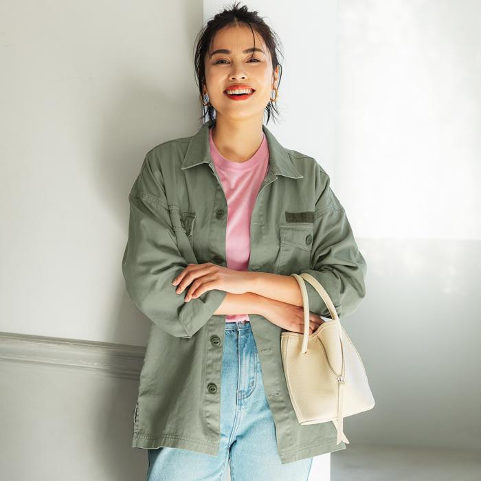 ミリタリージャケット レディース シャツ 長袖 10分袖 オープンカラー 前開き ポケット コットン100 ミディアム丈 メール便不可 22ss Coca コカ 01 Coca 通販 Yahoo ショッピング
