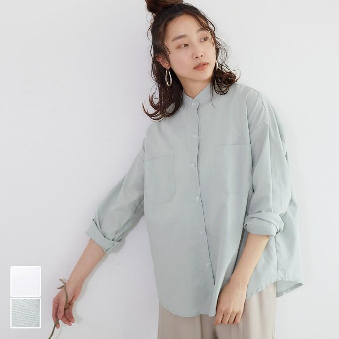 値下げ 2959 21円 メール便可 シャツ レディース ノーカラー 無地 長袖 薄手 ブラウス スタンドカラー 白シャツ トップス ss Coca コカ 02 01 Coca 通販 Yahoo ショッピング