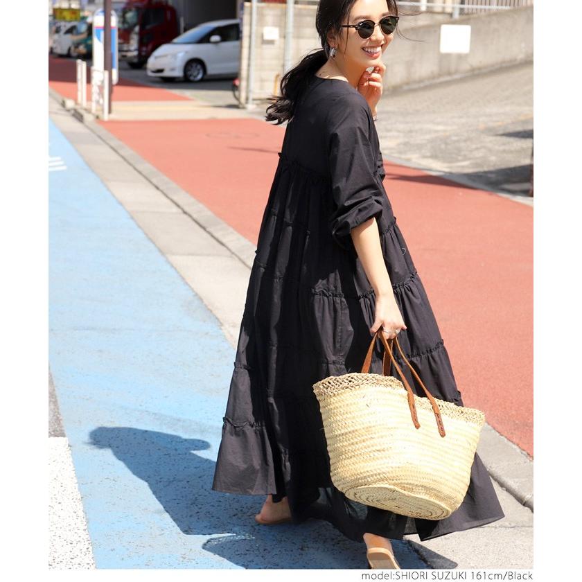 ワンピース レディース ティアード マキシワンピース ロングワンピース バルーンスリーブ Vネック フレア Aライン フリル 送料無料 メール便不可 19ss 16 02 Coca 通販 Yahoo ショッピング