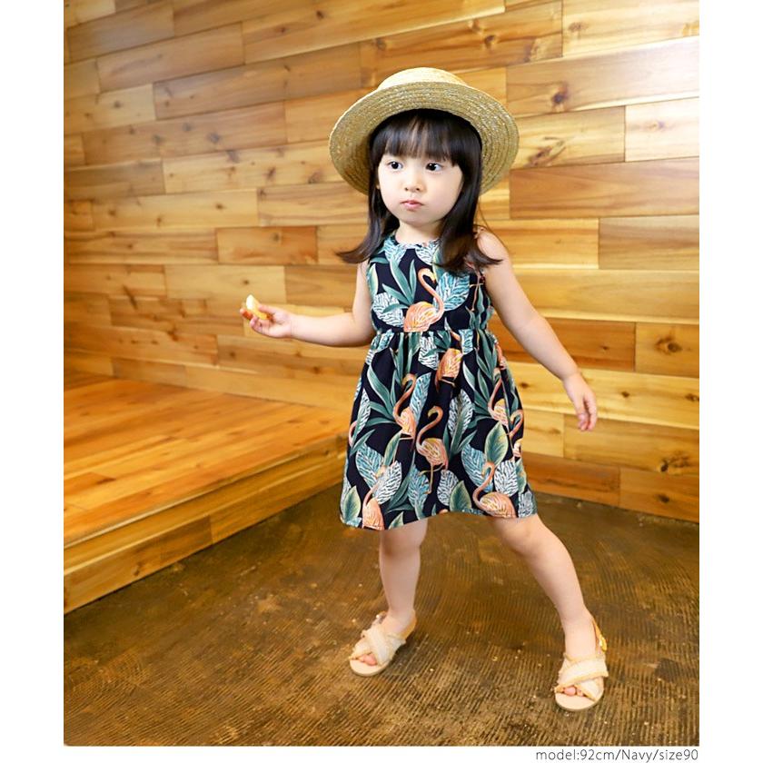 キッズ 子供服 ワンピース ノースリーブ フラミンゴ柄 Aライン フレア 膝丈 とろみ 薄手 親子 お揃い リンクコーデ 80cm 90cm 100cm メール便可 16 02 Coca 通販 Yahoo ショッピング
