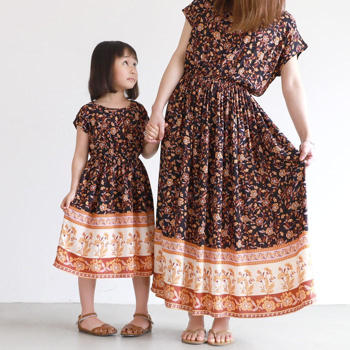 キッズ100 130 メール便可 子供服 ワンピース 半袖 ロング丈 膝下 花柄 エスニック 女の子 親子 お揃い 100cm 110cm 1cm 130cm Coca コカ 16 02 Coca 通販 Yahoo ショッピング