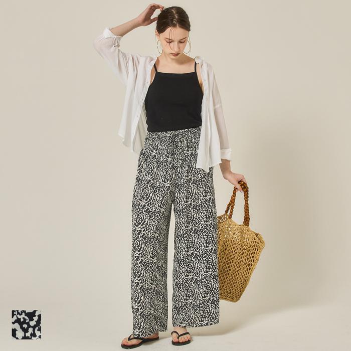 ワイドパンツ レディース アニマル柄 レオパード ゼブラ モノトーン イージーパンツ リラックスパンツ ウエストゴム メール便可 Coca コカ 16 02 Coca 通販 Yahoo ショッピング