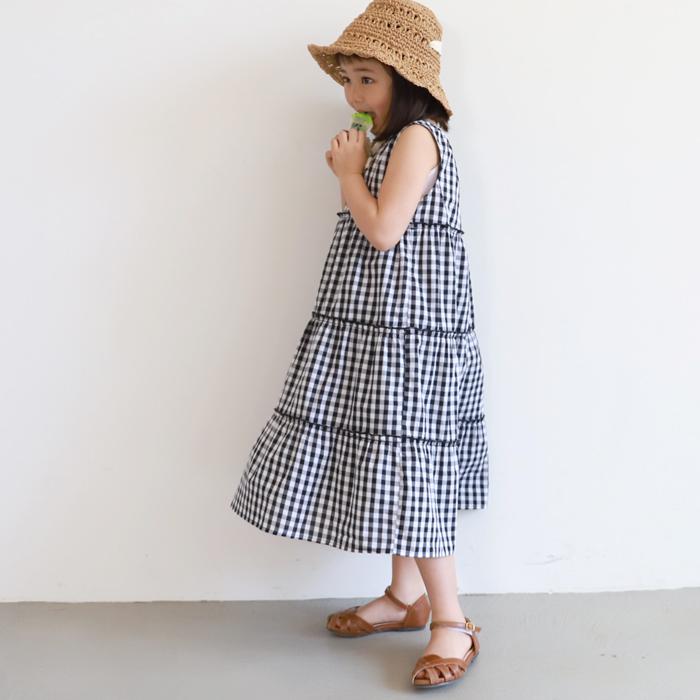 キッズ100 130 メール便可 子供服 ワンピース ギンガムチェック ティアードノースリーブ 女の子 100cm 110cm 1cm 130cm Coca コカ 16 02 Coca 通販 Yahoo ショッピング